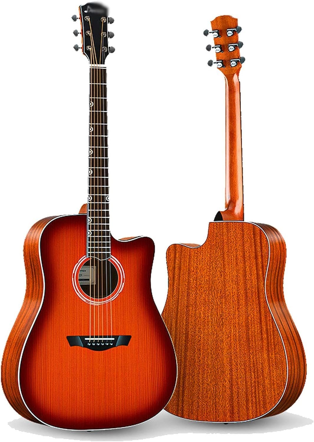 Classical Guitar 40/41 inch Beginner Girls Student Beginner Kits Cutaway Spruce Veneer Acoustic Wood Guitar (Size:40 inches,Color:Red)