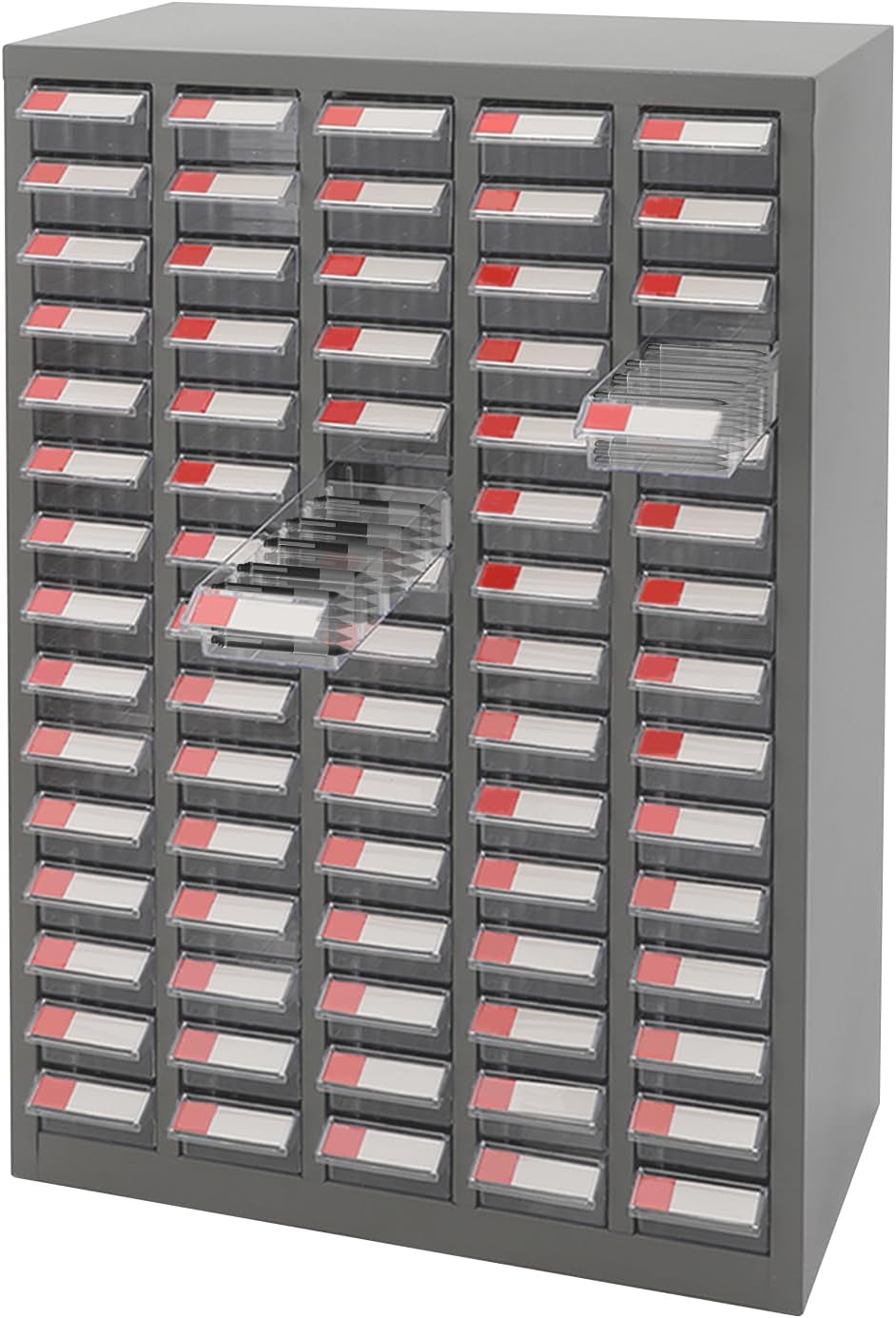Bolt and Nut Tool Storage Cabinet,Parts Cabinet,Organization Shelves with ABS Material Drawer,Metal Organization Shelves for Garage, Store, Workshop (Clear 75 Drawers)