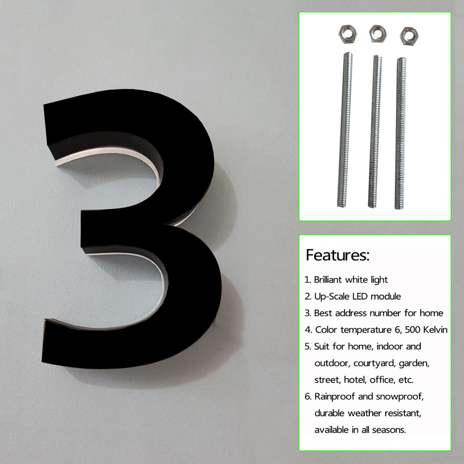 Modern Backlit LED House Numbers 14', Stainless Steel Acrylic Light Up LED Address Number Sign, Waterproof Outdoor Illuminated Address Numbers,Y