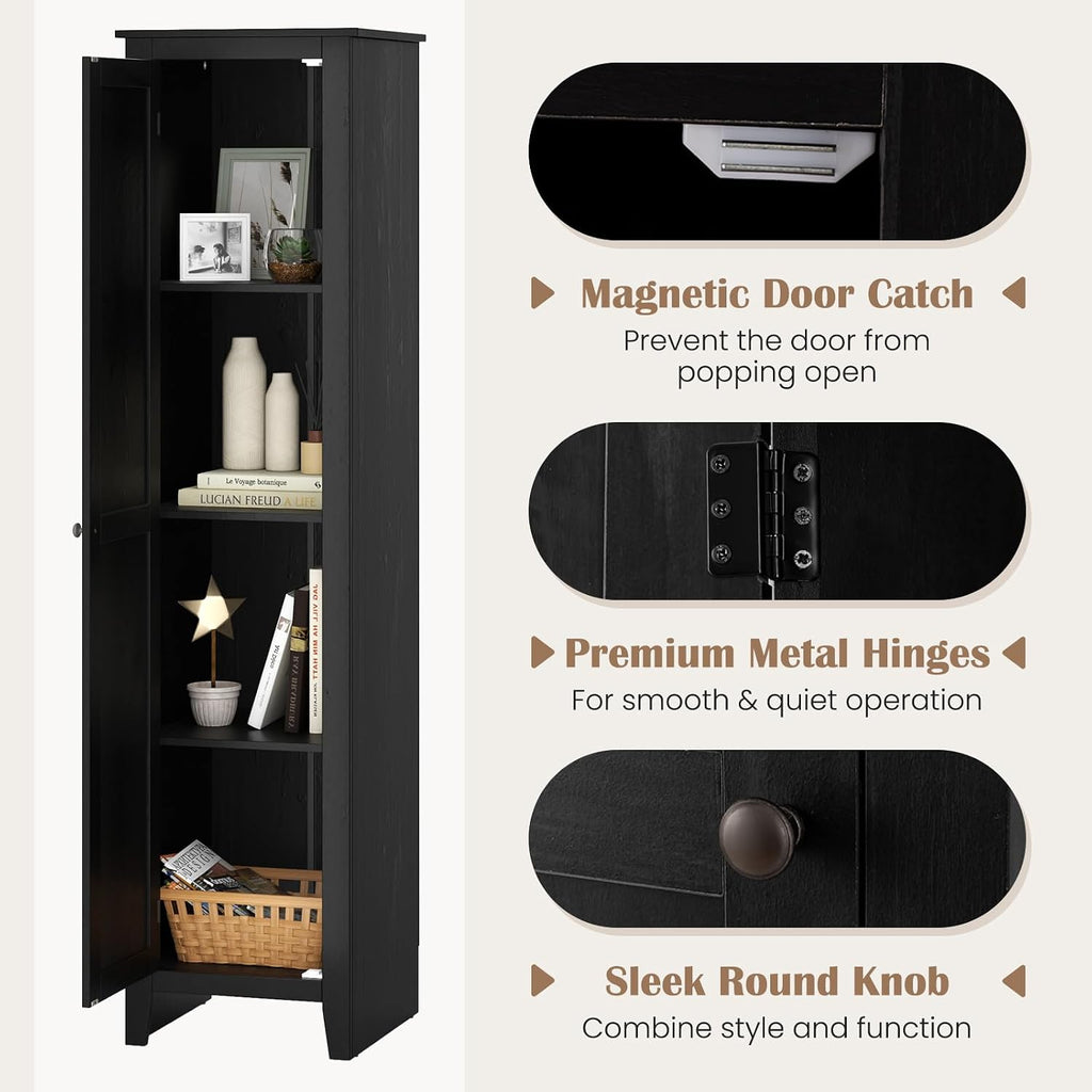 Giantex 72-Inches Narrow Storage Cabinet, Tall Bathroom Floor Cabinet with 4 Shelves, Barn Door, Anti-tilt Device, Raised Feet, Slim Storage Unit for Small Spaces, Living Room, Home Office, Kitchen