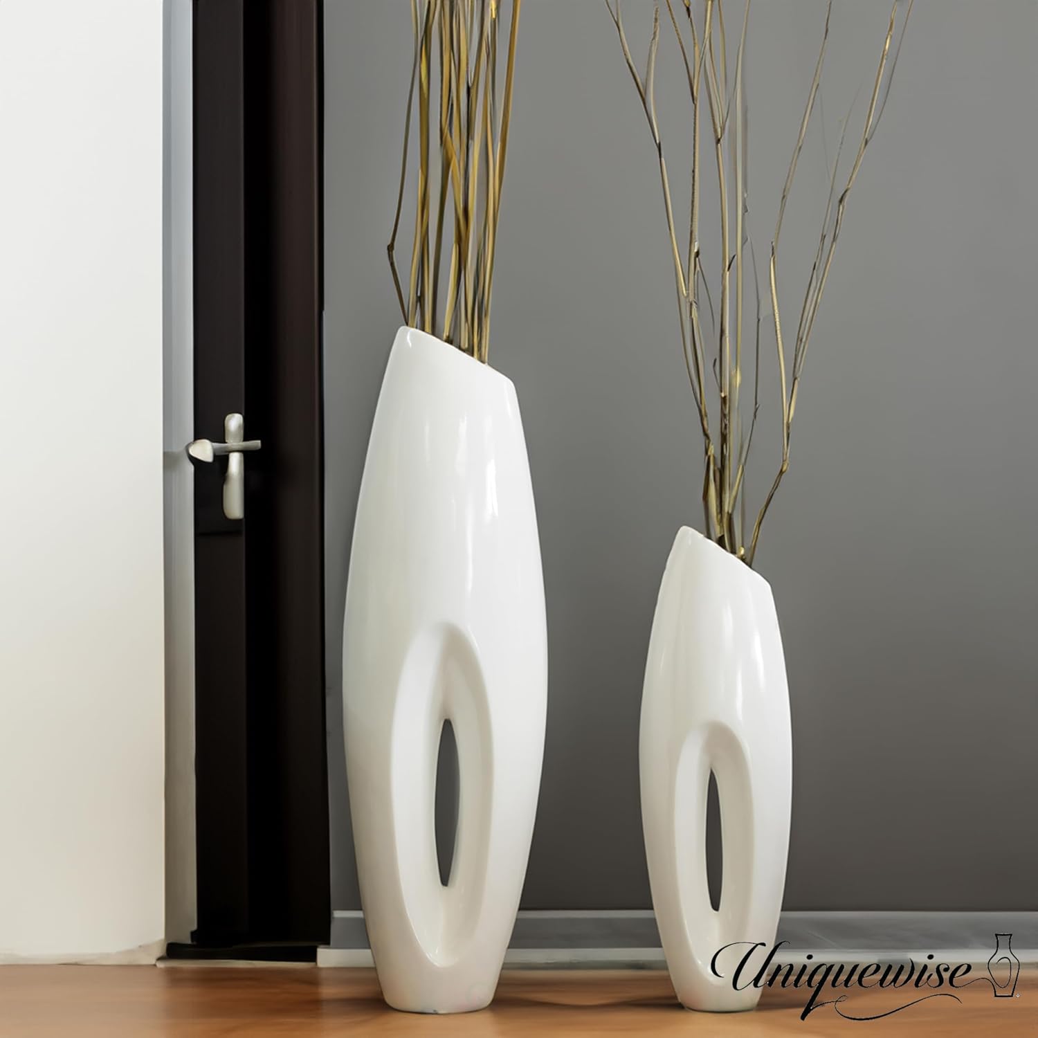Tall Floor, Modern White Large Floor, 40-inch Vase, Decorative Lightweight , Home Decor, for the Entryway, Dining Room, Living Room, or Bedroom, Fill with Pampas Grass, Large