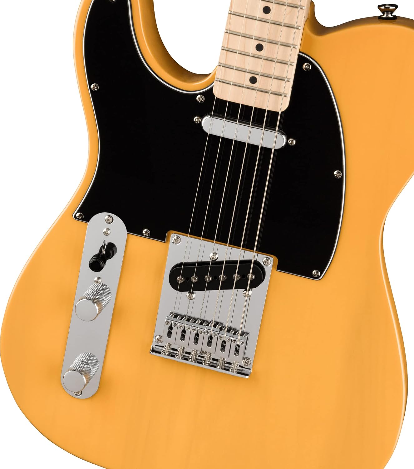 Fender Squier Affinity Telecaster w/Maple Fingerboard, Left Handed - Butterscotch Blonde Bundle with Gig Bag, Tuner, Strap, Picks, and Austin Bazaar Instructional DVD