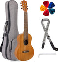 Kmise 31 Inch Guitarlele Mini Travel Guitar Ukulele, Solid Mahogany Body for Adults, Portable Acoustic Guitalele with Gig Bag, Picks & Strap for Travel/Outdoor/Beginner Practice