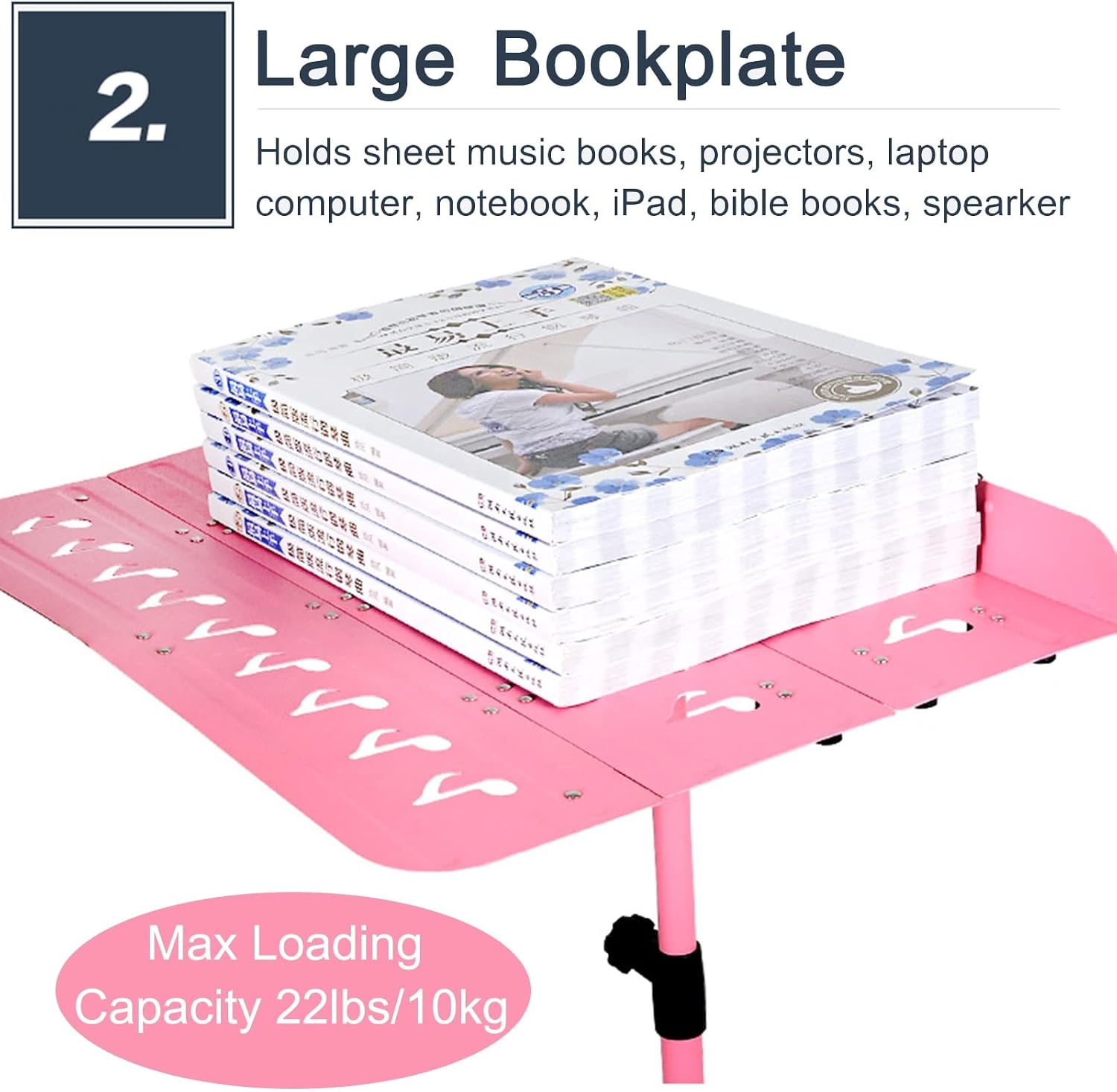 Pink Sheet Music Stand for Girls Playper Beginners, Foldable Portable Universal Orchestral Guitar Violin Sheet Music Holder, Concert Stage Travel