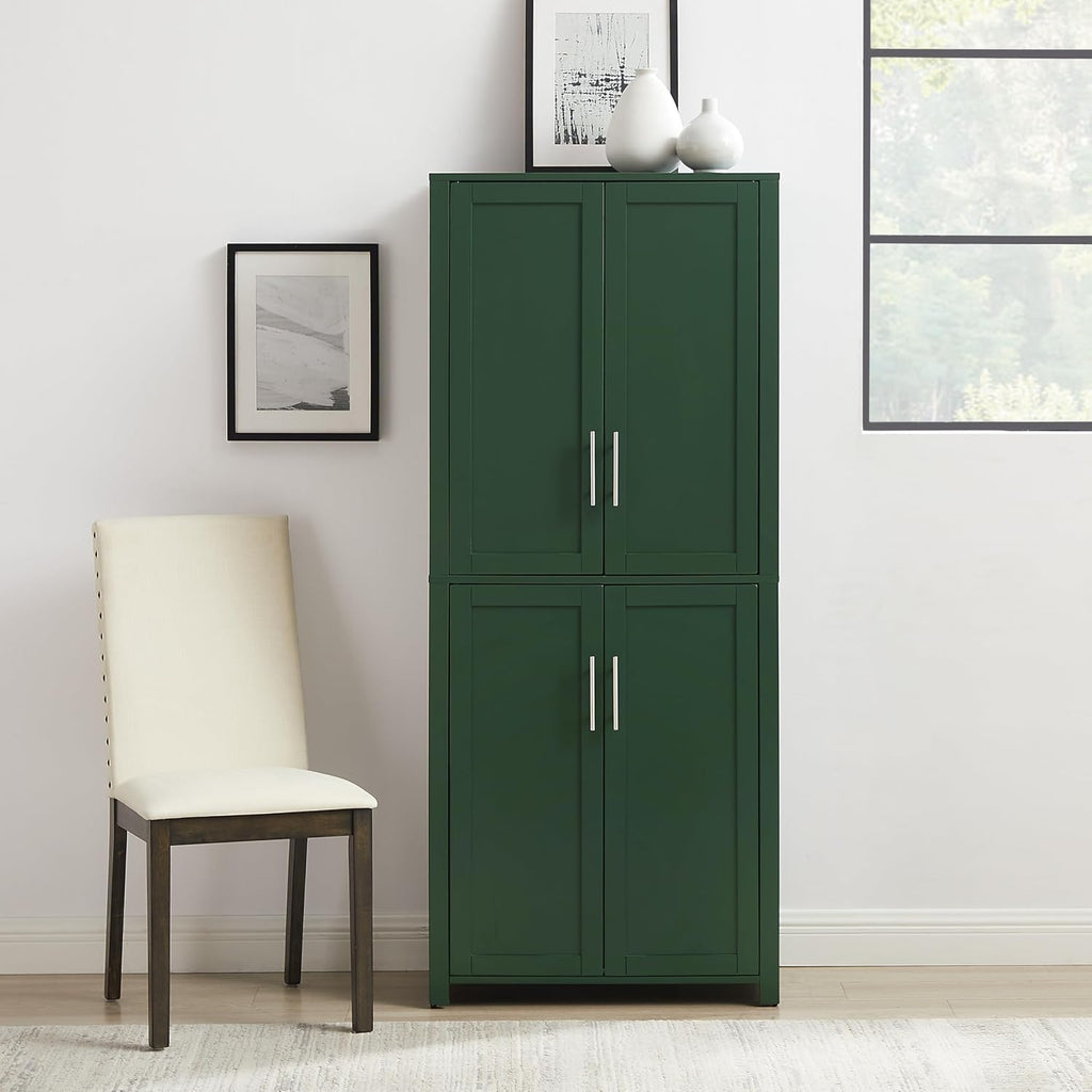 Crosley Furniture Savannah Tall Pantry Storage Cabinet with Shelves, Kitchen, Dining, or Laundry Room, Hunter Green
