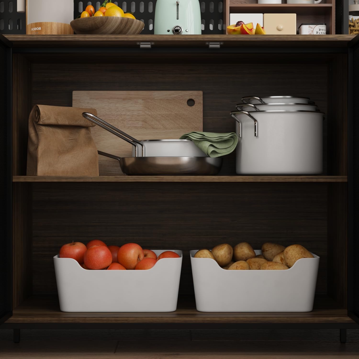 ECACAD 70.9' L Sideboard Buffet Storage Cabinet with Hutch, Pegboard, 4 Metal Mesh Doors, 6 Drawers & Shelves, Kitchen Pantry Cupboard for Living Room, Dining Room, Black & Rustic Brown