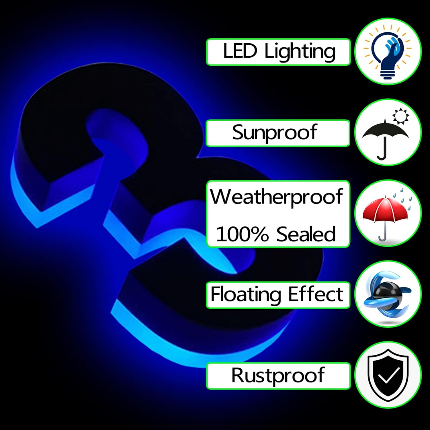 Backlit LED Address Numbers For House 20', Illuminated Modern House Numbers Light Up House Number Plaque, Light Up House Numbers Adresse Civique,W