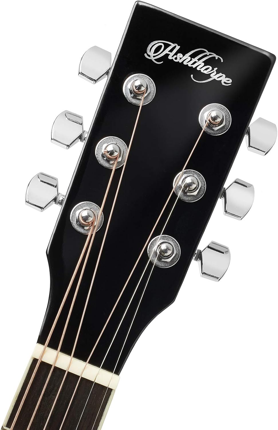 Ashthorpe Full-Size Dreadnought Acoustic-Electric Guitar Bundle - Premium Tonewoods - Black