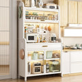 5-Tier Kitchen Bakers Rack with Drawers, Microwave Oven Stand With Storage Shelves, with Hooks*8, Storage Box*1, Chopstick Box*1(80cm)