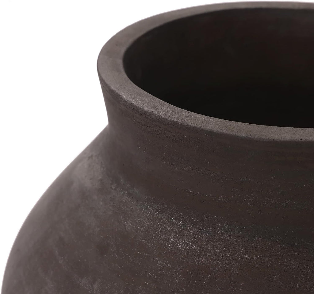 LuxenHome 16' Brown Floor Vase, Cement Rustic Vases for Flowers, Large Vases for Decor Living Room, Decorative Flower Vase for Home Decor