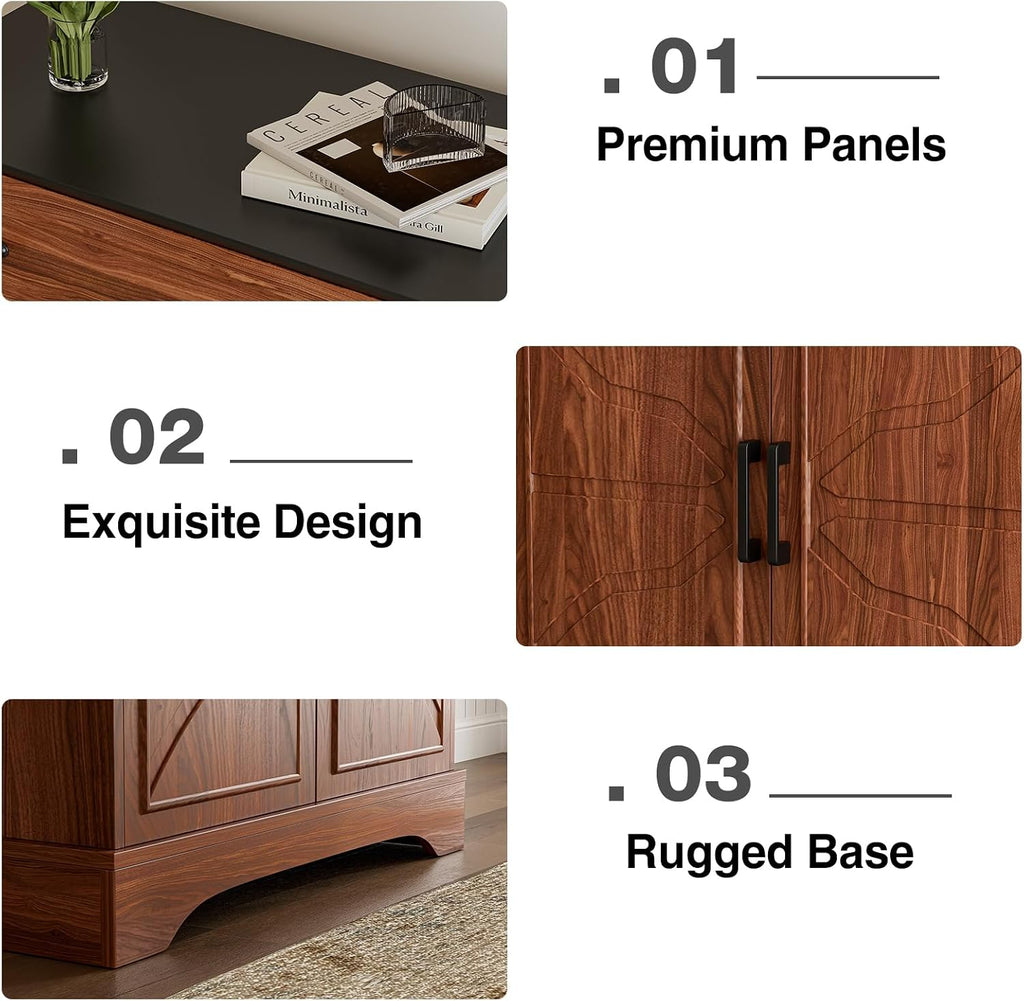 LCRBOL Buffet Cabinet with Storage, Coffee Bar with Drawer & Adjustable Shelf, Modern Sideboard for Kitchen, Dining Room, Living Room, Walnut