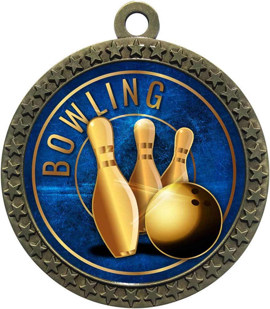 Express Medals Various Styles 1 to 50 Pack of Gold Bowling Medals Trophy Award with Neck Ribbon Medal Trophies Gift Prize Bowler Bowlers