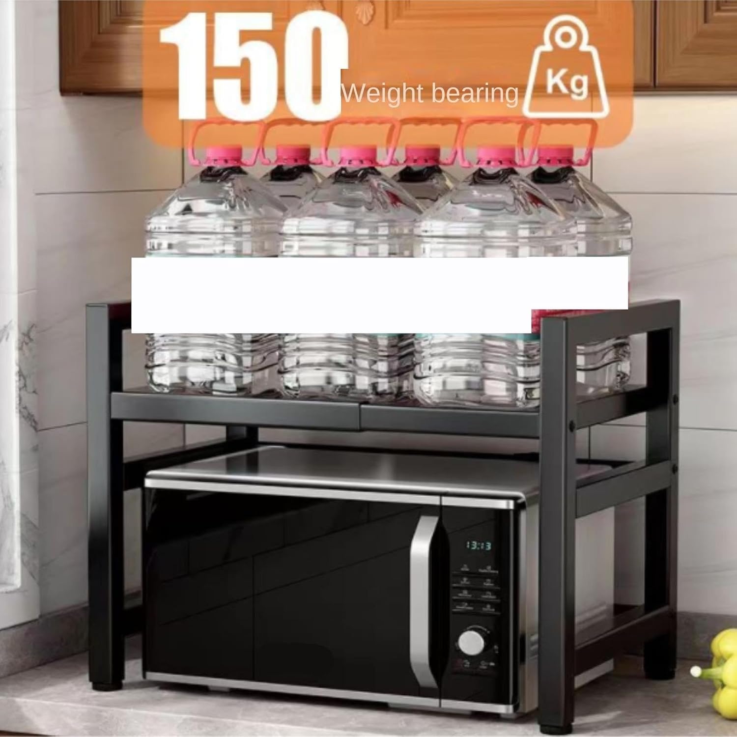 Microwave Oven Rack,Multifunctional Kitchen Baker's Rack - Metal Microwave Stand & Oven Storage Shelf, Modern Black Counter for Home Organization & Cooking Essentials