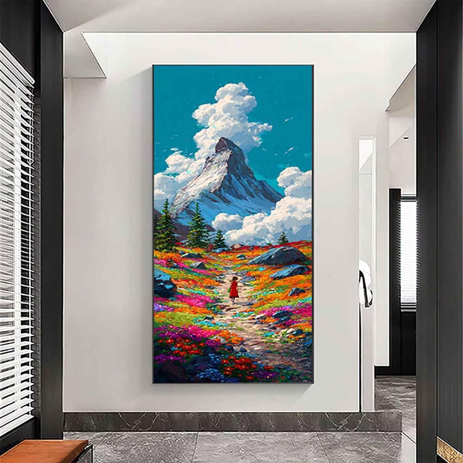 Landscape Diamond Art Kits for Adults, Diamond Painting Flower Gem Arts and Crafts for Adults Beginners, DIY 5D Square Full Drill Crystal Dots Embroidery Paintings, Home Wall Decor 40x80in xy6-p2
