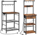 MAHANCRIS Bakers Rack with Drawer and Bakers Rack with Charging Station Bundle, Coffee Bar Station, BRHR48E01-BRHR35E01