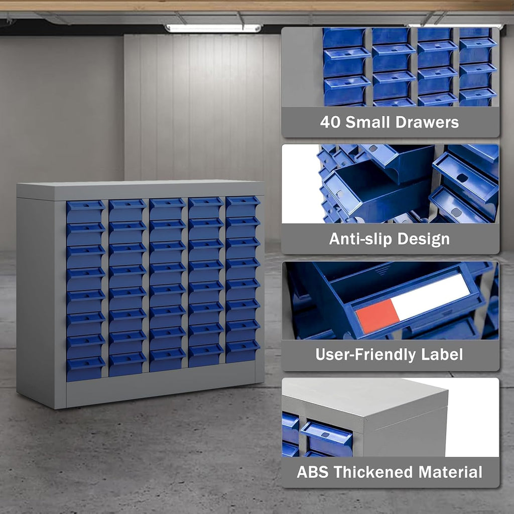40 Drawers Parts Cabinet Bolt and Nut Tool Storage Cabinet Part, Drawer Plastic Tool Organizer with ABS Material for Hardware Storage, Hardware Organizer