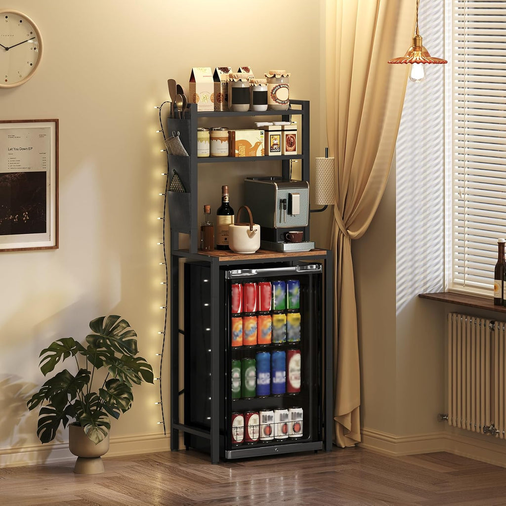 MAHANCRIS Bakers Rack and Fridge Stand Bundle, Bakers Rack with Refrigerator, Microwave Stand with Storage, Coffee Bar Station with 1 Drawer, Storage Shelf for Kitchen, BRHR5401-RSHR5401