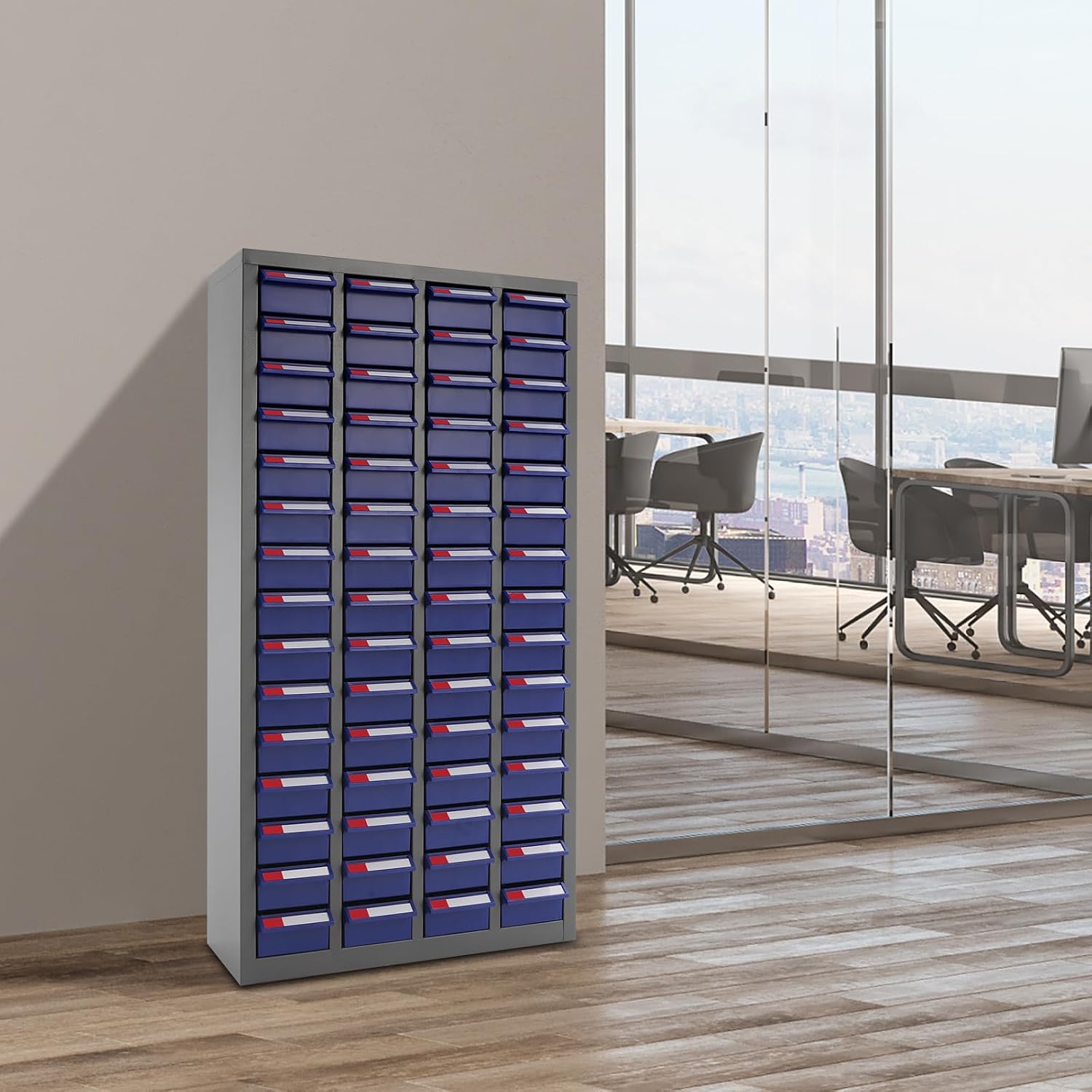 Bolt and Nut Tool Storage Cabinet,Parts Cabinet,Organization Shelves with ABS Material Drawer,Metal Organization Shelves for Garage, Store, Workshop (60 Drwaers Blue)