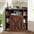 Vabches Corner Cabinet, Corner Storage Shelf with USB Ports and Outlets Industrial Organizer for Small Space Wooden 6-Cubby Bookshelf for Study, Playroom, Living Room (Walnut)