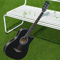 38Inch/40Inch/41Inch Acoustic Guitar Set, Linden Wood Top Mahogany Compact Travel Guitar, Body Balanced Rich Tone for Beginners Adults,Black,41in