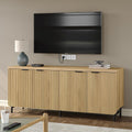 Furniouse Buffet Cabinet with Storage 66.2''W Modern Sideboard with 4 Fluted Doors & Shelves Wood Kitchen Buffet Table Fluted Cabinet for Living Room, Natural Oak