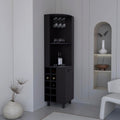 71' Corner Freestanding Storage Cabinet, Kitchen Storage Bakers Rack with 10 Wine Cubbies, Utility Food Cupboard with Cup Rack for Dining, Black