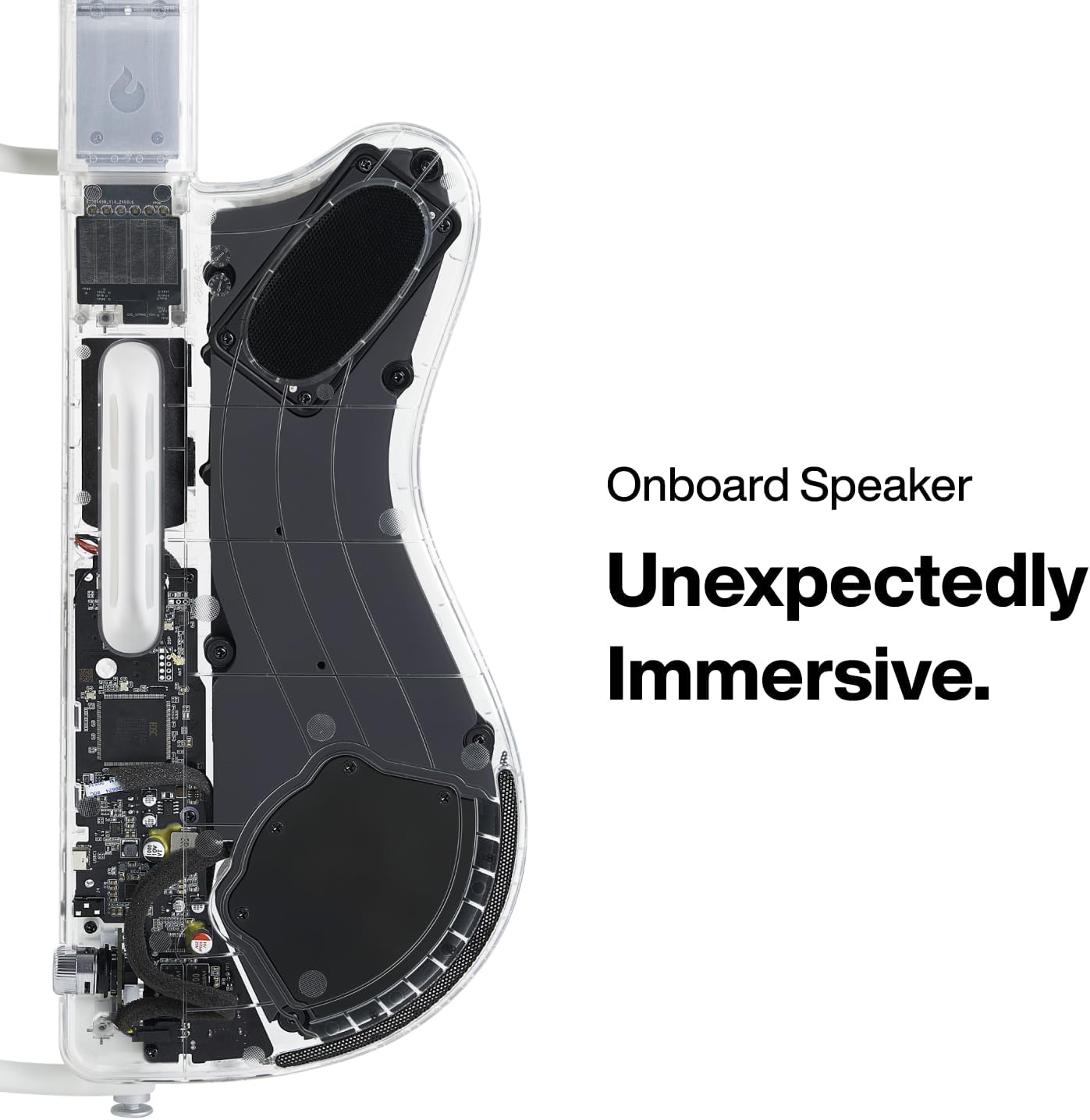 LAVA GENIE Stringless Smart Guitar, No Strings Attached, Hundreds of Instrument Presets, Onboard Speaker, Foldable, Detachable, White, 30.5 inch.