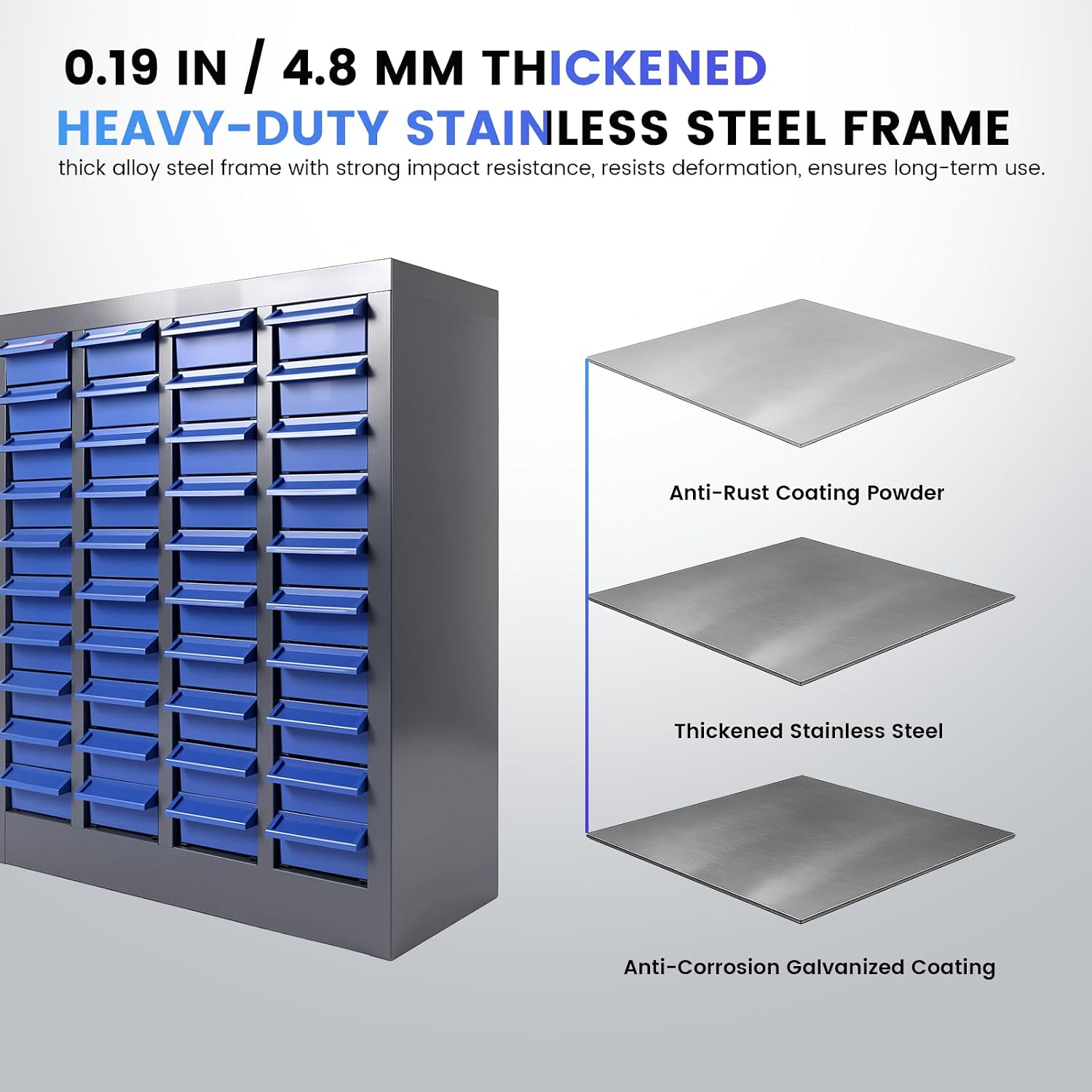 40-Drawer Metal Organizer, Garage Storage Cabinet for Nuts and Bolts, Heavy-Duty ABS Drawers with Alloy Steel Frame, Ideal for Workshop, Office & Home (40 Drawers)