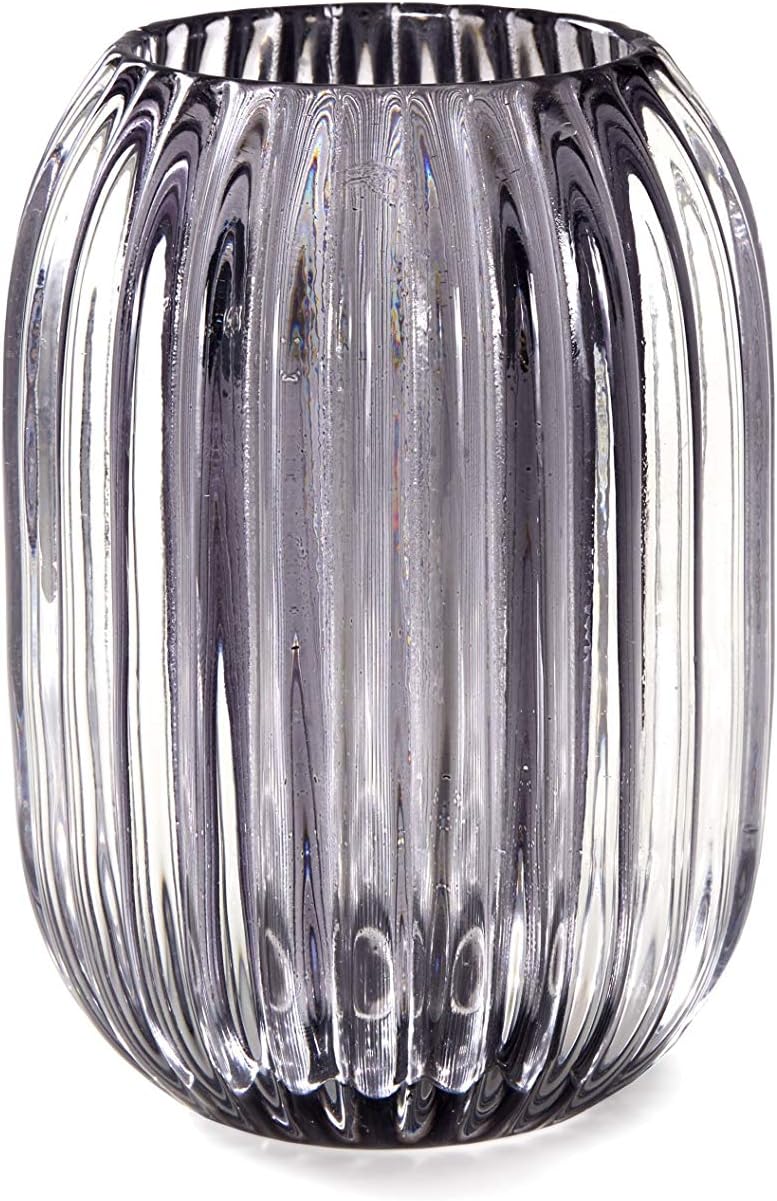 Serene Spaces Living Smoke Grey Optical Glass Votive Holder, Perfect for Weddings and Home Décor, 5' Tall and 3.5' Diameter