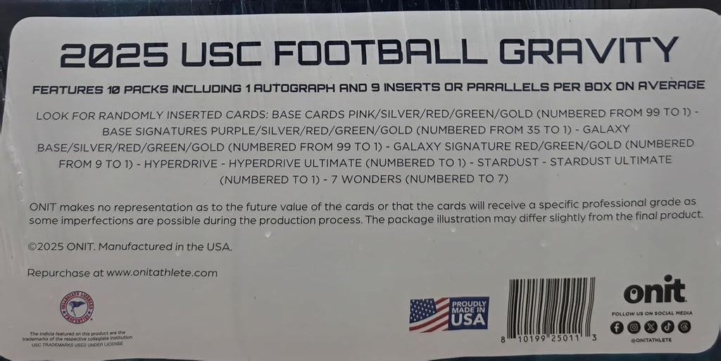 2025 Onit Gravity College Football Card Hobby Box (USC Trojans)