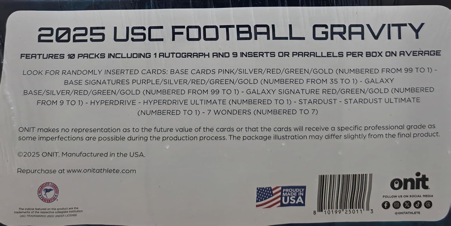 2025 Onit Gravity College Football Card Hobby Box (USC Trojans)