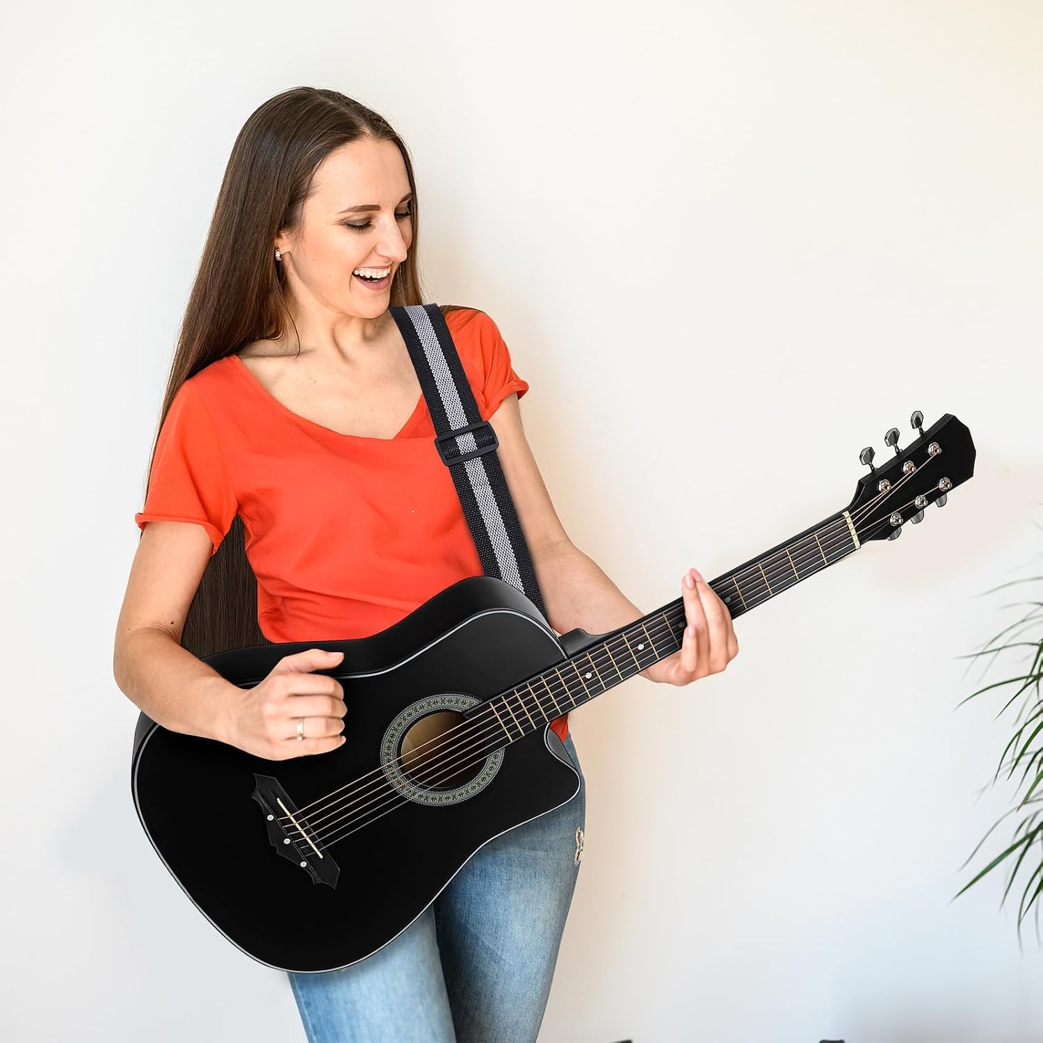 LIOOBO Beginner Acoustic Guitar: 38 Inch Basswood Guitar Basic Starter Kit with Gig Bag, Picks, and Protective Plate - Musical Instrument Present