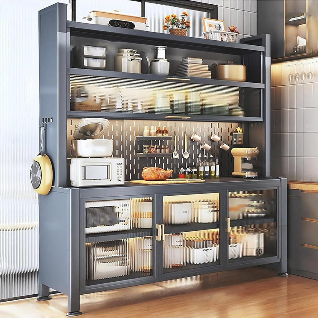 JKGHK 6-Tier Tall Kitchen Bakers Rack, Kitchen Storage Hutch Cupboard Cabinet with Adjustable Foot, Open Kitchens Pantry Storage Shelves for Spices, Pots, Pans(120cm/47.2in)