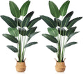 Ferrgoal Artificial Bird of Paradise Plants 6 Ft Fake Tropical Tree with Woven Basket, Faux Banana Leaf Plant for Home Indoor Outdoor Office Modern Decor Green 2 Set