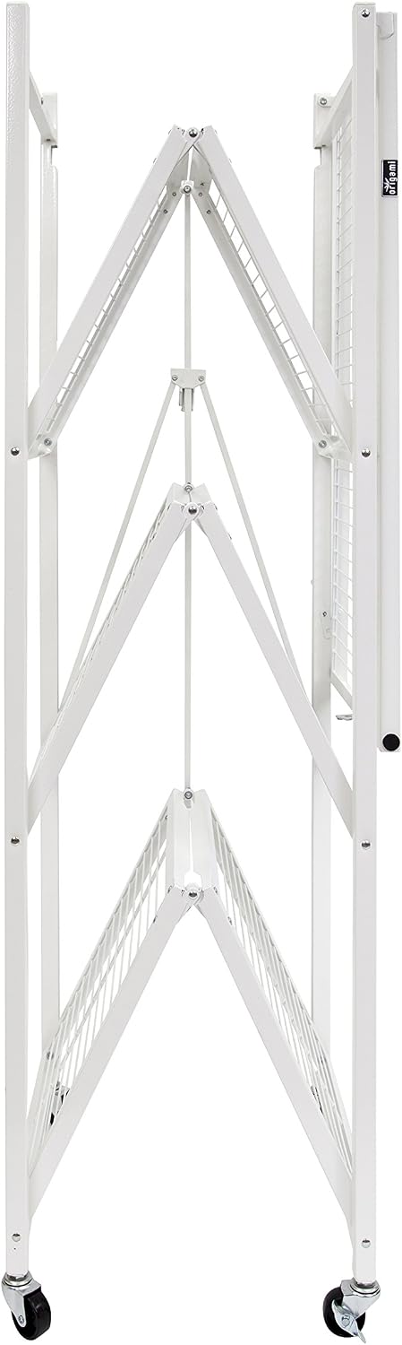 Origami 4-Pack R5 Storage Rack, 4-Tier Heavy-Duty Foldable Steel Shelf with Wheels, White