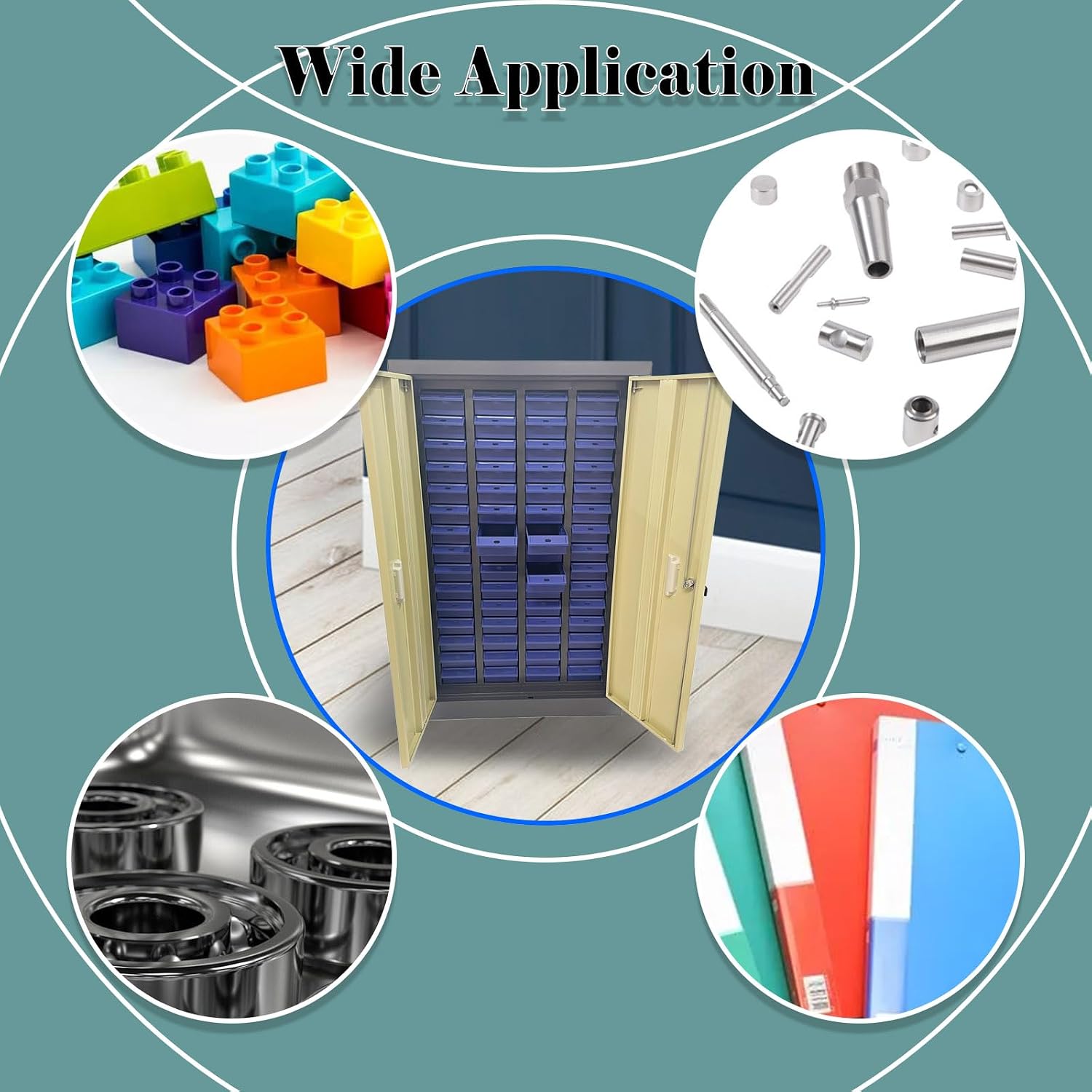 60 Drawer Parts Storage Cabinet | Cold-Rolled Steel Body, ABS/PS Drawers, Anti-Slip Design, Safety Lock, Dustproof Strips, for Small Parts, Hardware, Tools