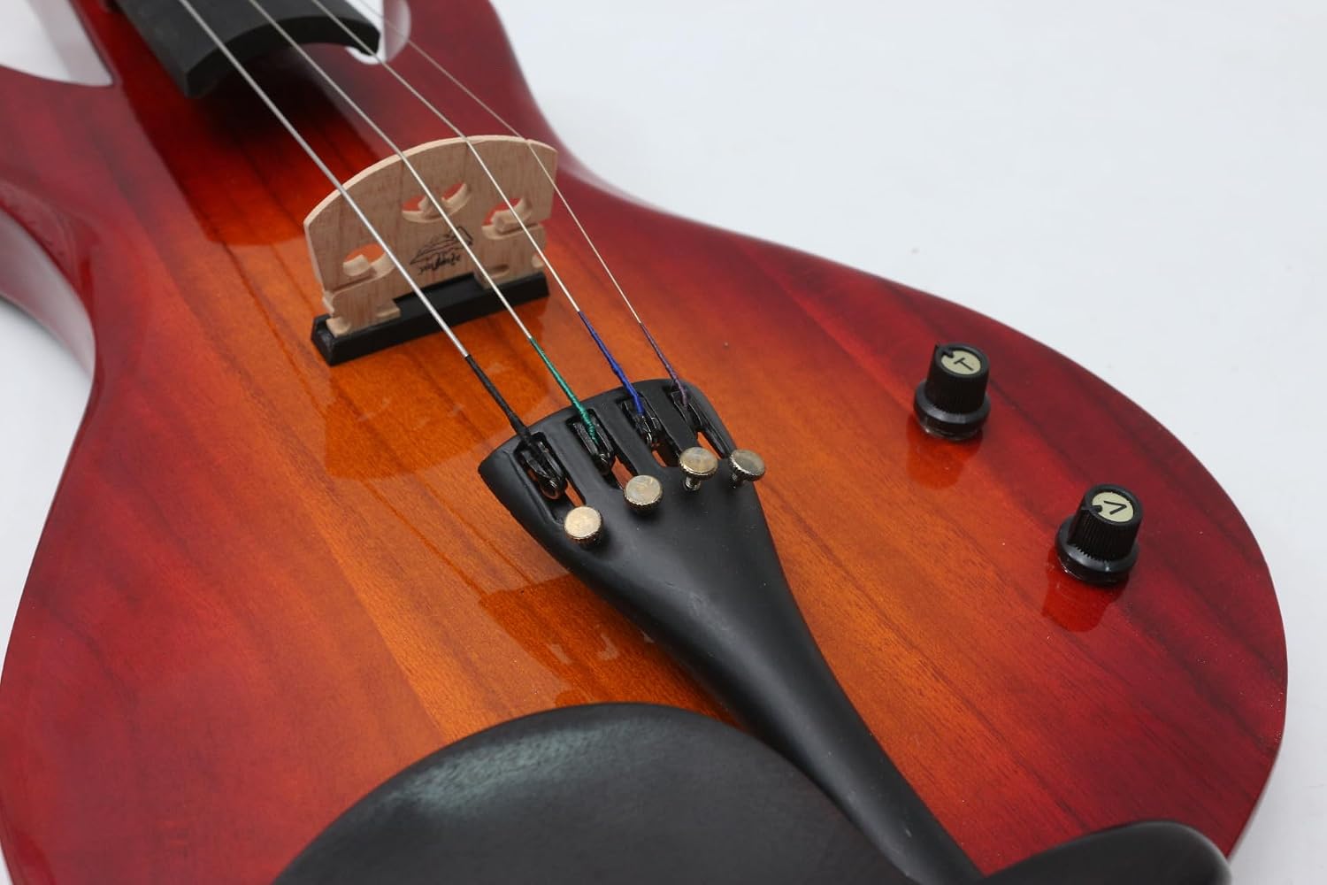 electric Viola 16 inch guitar-shaped Viola Solid Wood Body Ebony Fittings with case Bag, viola Bow, Rosin for Adults&Beginner&Students (Red)