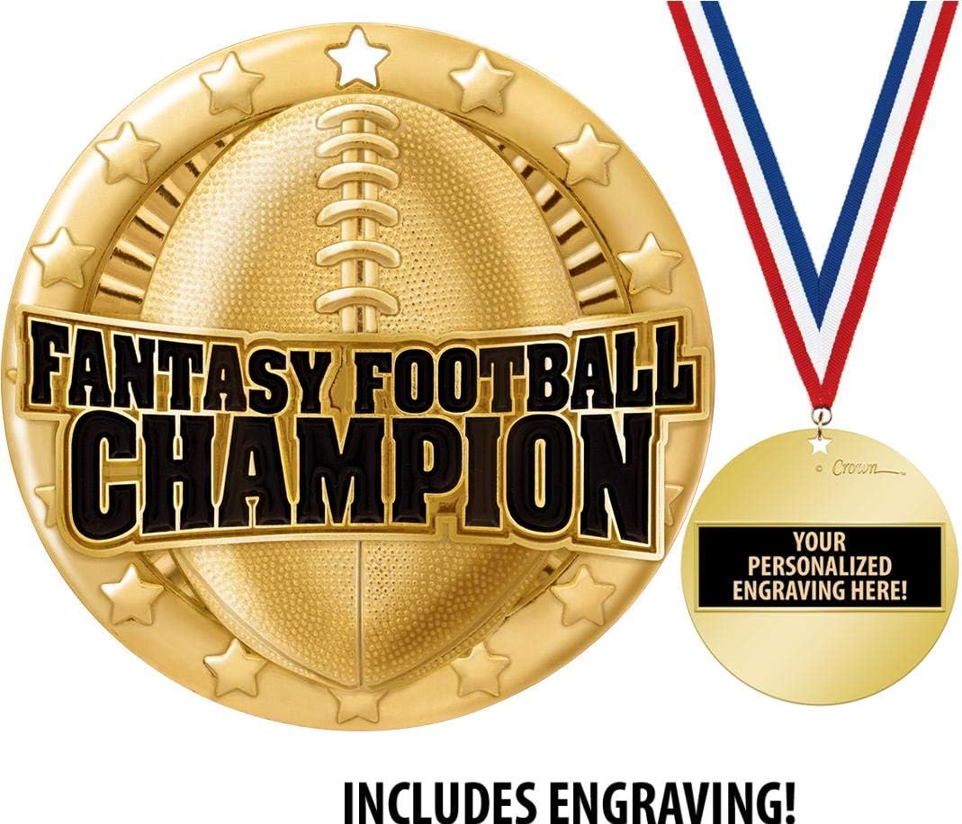 Crown Awards Fantasy Football Medal, 2' Shiny Gold Fantasy Football Medals for Kids with Free Custom Engraving Prime