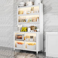 Kitchen Floor Cupboard Tall Storage Cabinet with Flip Doors Adjustable Shelves Kitchen Storage Sideboard with Countertop Free Standing，Farmhouse Kitchen Bakers Rack - 6-Tier Microwave Stand