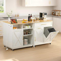 YITAHOME Mobile Storage Islands, Double Tilt Out Trash Cabinet with Power Outlet, Hidden Trash Cabinet Fit 20-Gallon Bin