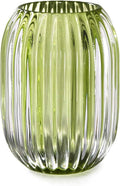 Serene Spaces Living Green Optical Glass Votive Holder, Perfect for Weddings and Home Décor, 5' Tall and 3.5' Diameter, Set of 12