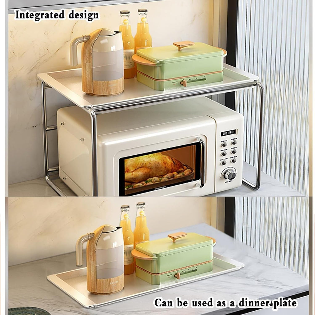 Microwave Oven Rack,Modern Kitchen Baker's Rack - Space-Saving Microwave Stand & Versatile Countertop Shelf, Ideal for Rice Cooker & Kitchen Storage (28x38x34cm)