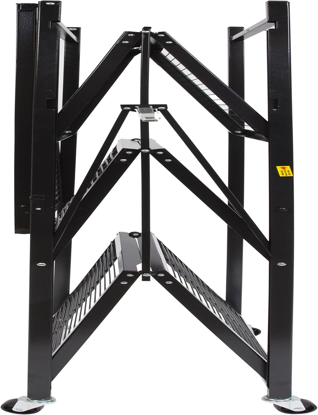 Origami 3 Pack 4 Tier Foldable Metal Garage Storage Shelf Rack, Wheels & Powder Coated Steel, Black
