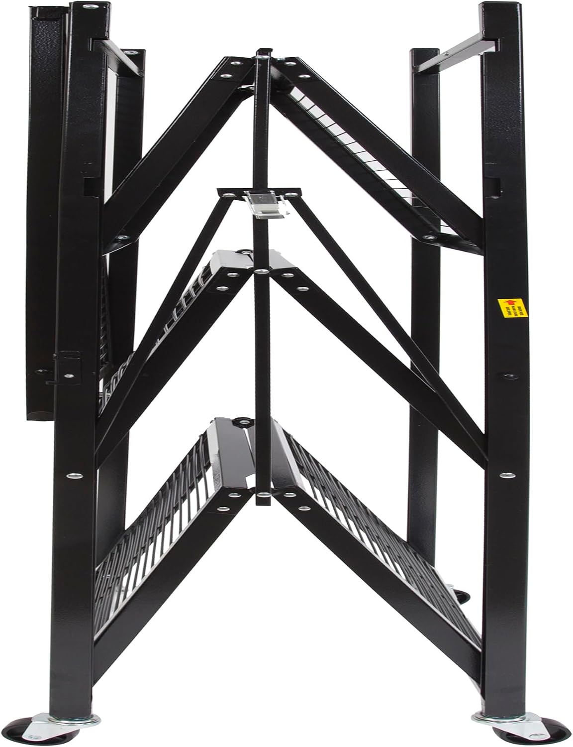 Origami 3 Pack 4 Tier Foldable Metal Garage Storage Shelf Rack, Wheels & Powder Coated Steel, Black
