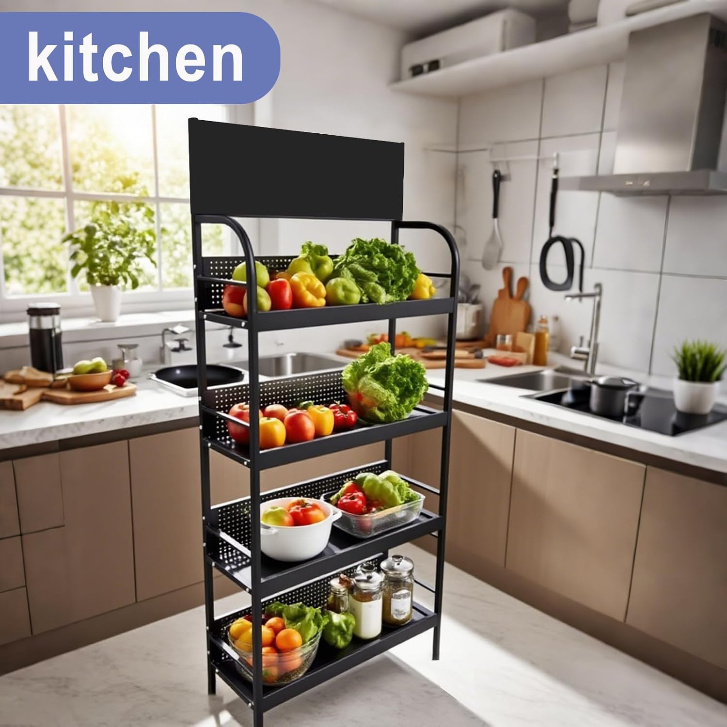 4-Tier Retail Display Racks, Metal Display Shelving, Heavy-Duty Standing Shelves for Supermarkets, Garages, Stores, Warehouses, Home & Kitchen, 31.4' W x 67' H