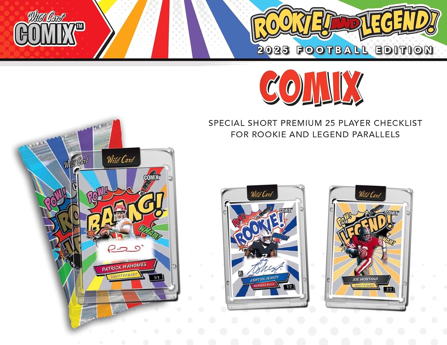 2025 Wild Card Comix Rookie And Legend Football Hobby Trading Card Box (5 Encased Cards Per Box)