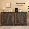 GarveeHome Small Storage Cabinet, Farmhouse Sideboard Buffet Cabinet with 2 Doors and Adjustable Shelves, Accent Entryway Console Cabinets for Living Room, Dining Room (Dark Oak, 2 Pieces)