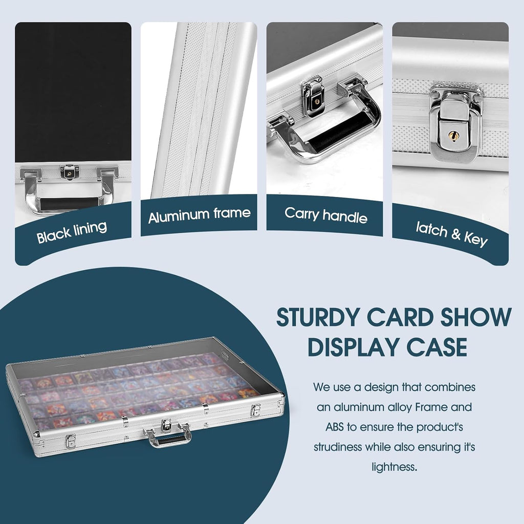 Large Card Show Display Case with Clear Acrylic,Portable Aluminum Trade Show Display Frame with Lock for MTG TCG Sports Collectibles Cards (34'x22')