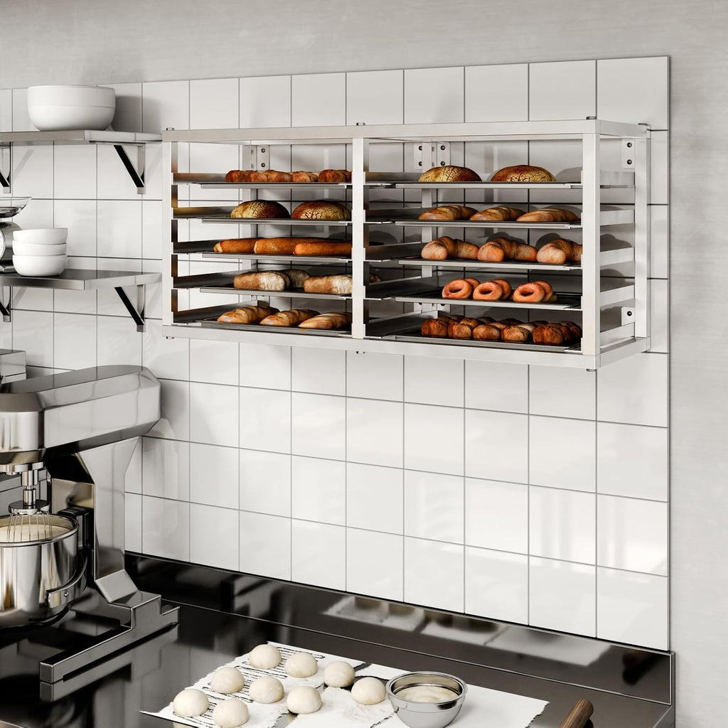 AmGood Wall Mounted Sheet/Bun Pan Rack - 40' x 13' x 18'. Fits 10 Half Size Pans. NSF