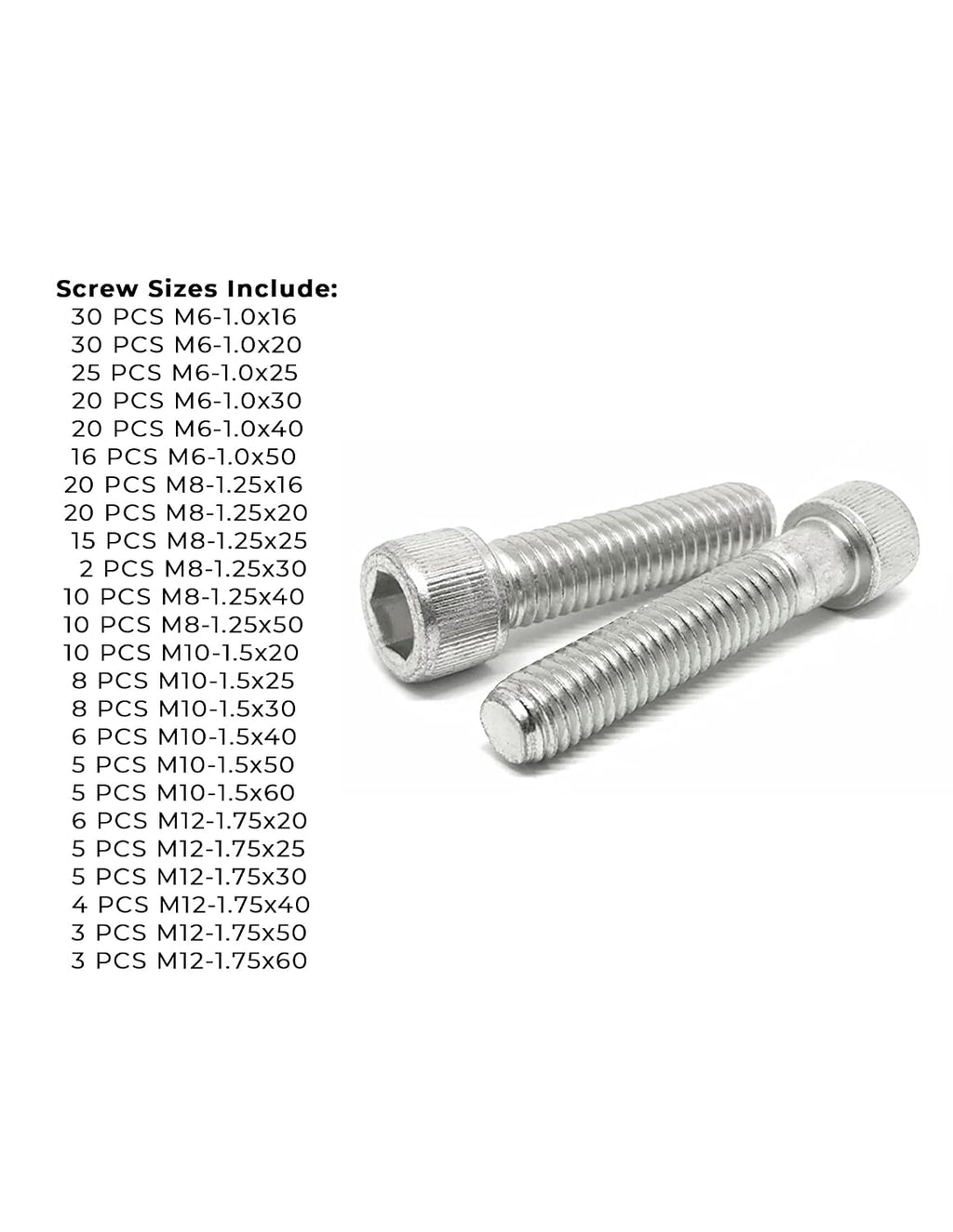 Metric Stainless Steel Allen Socket Head Cap Bolts Screws A2 18-8 (304) Assortment M6 M8 M10 M12-306PCS